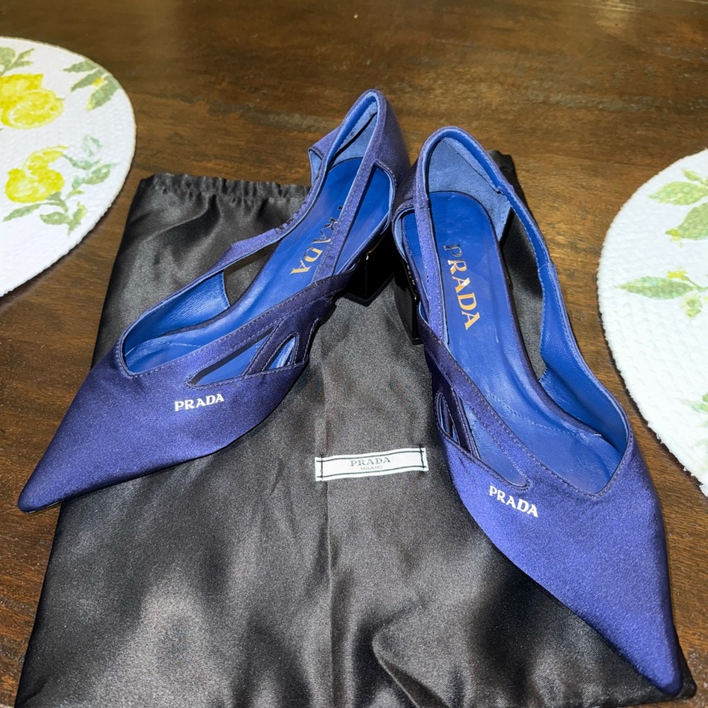 Prada Women's Blue Slingback Heels